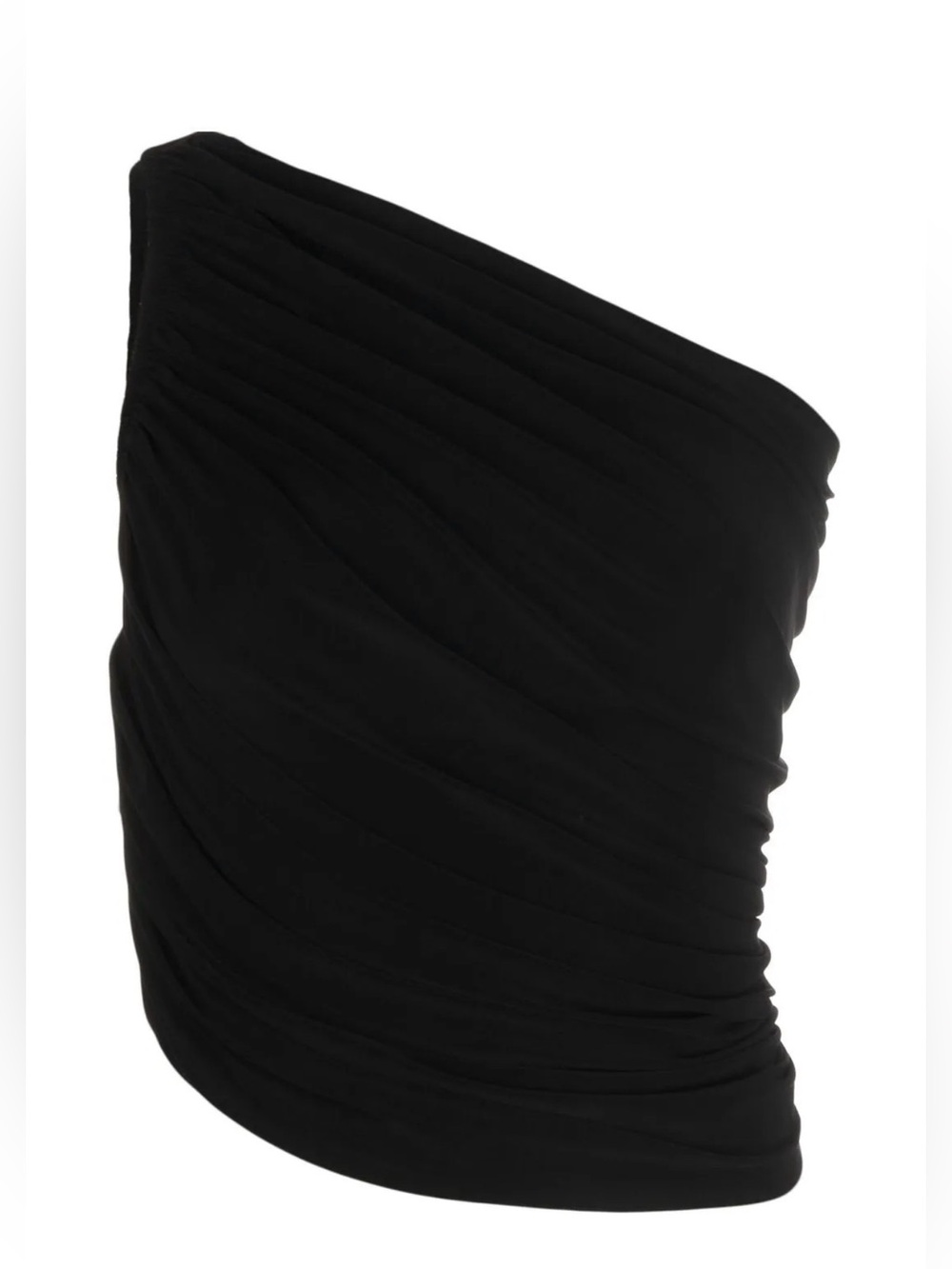 Norma Kamali Diana Top | Black One-Shoulder Ruched Top *LIKE NEW
